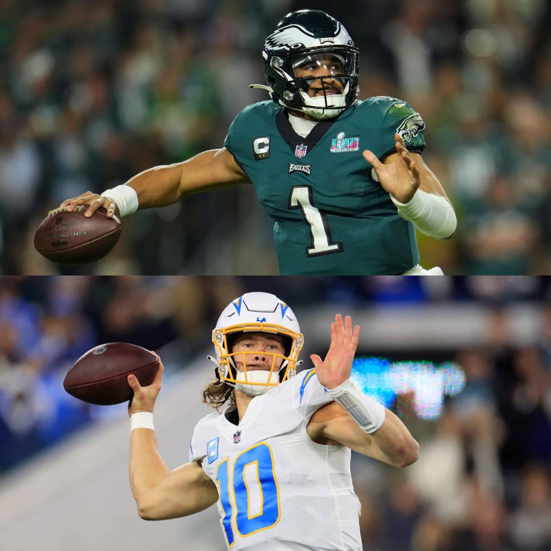 WILD: #Chargers quarterback Justin Herbert had MORE interceptions in the playoffs than #Eagles QB Jalen Hurts despite playing seven fewer games than Jalen.

🤯

This is a crazy stat.