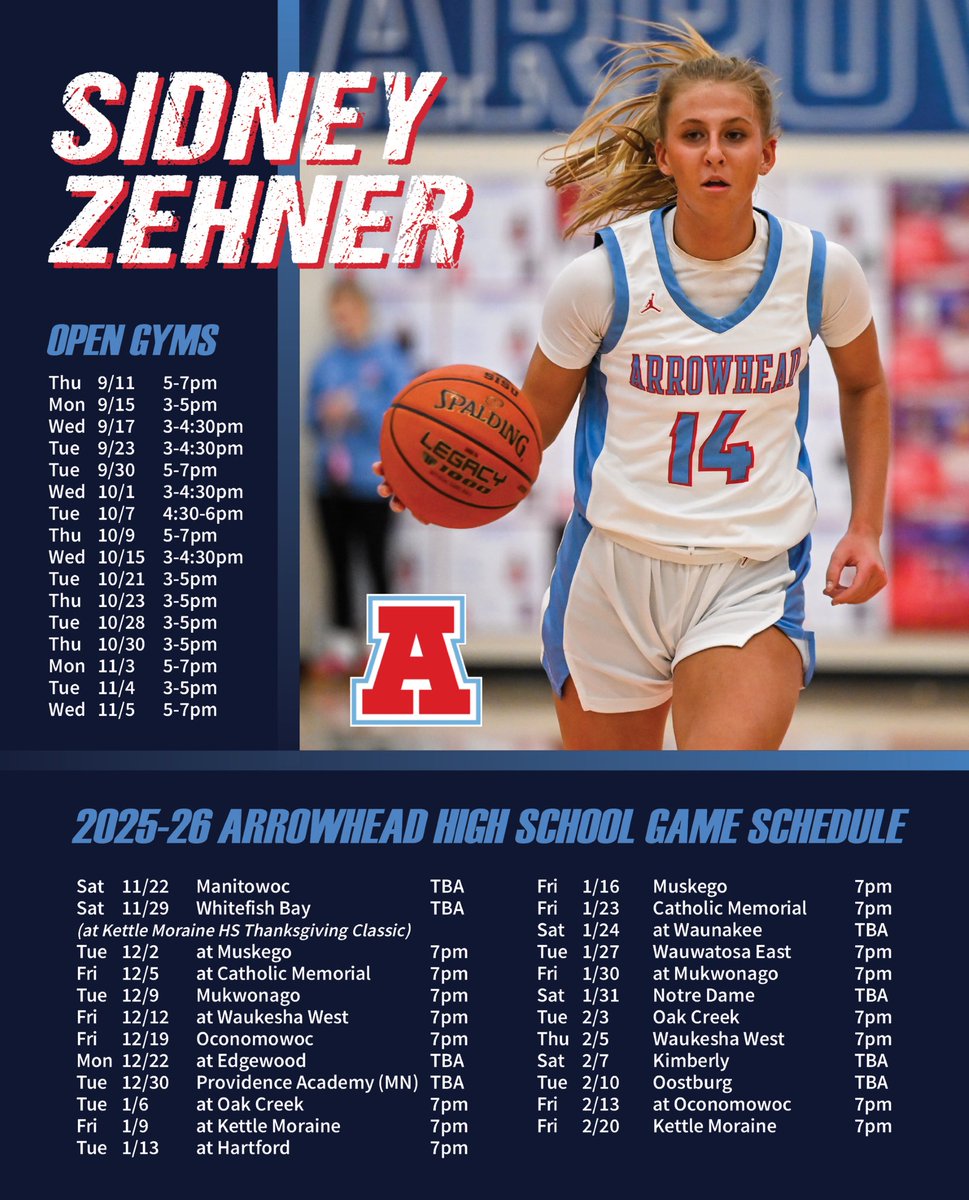My open gym and game schedules - gearing up for a great season <a href="/arrowheadgirlBB/">ArrowheadGirlsBball</a>!