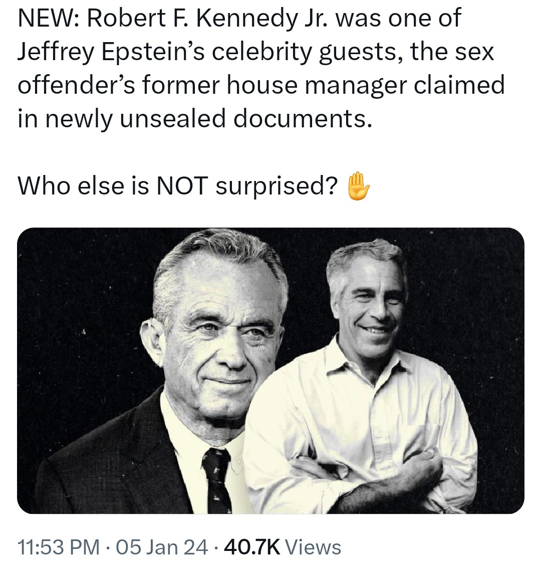 bgcoalition2020's tweet image. Perhaps #POTUS' own name all across the #Epstein files, along w his twice CONVICTED #FELON #HHS Sec'y #RFKjr being in the #LolitaExpress flight ✈️ logs &amp;amp; singing the praises of CONVICTED CHILD SEX TRAFFICKER #GhislaineMaxwell &amp;amp; hanging out with CONVICTED PEDOPHILE #JeffreyEpstein