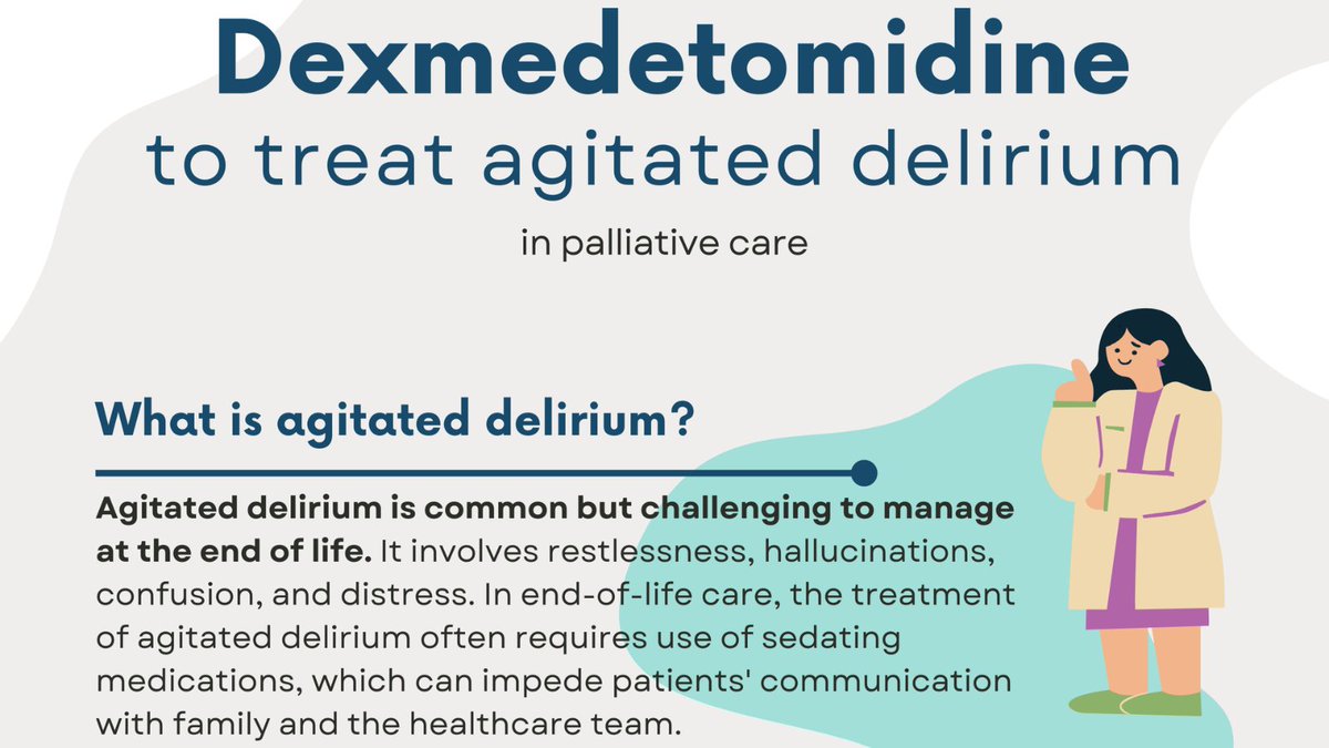 Agitated delirium is common but challenging to manage at the end of life. Dexmedetomidine may be a safe and effective way to provide wakeful sedation for patients with agitated delirium in palliative care.

Learn more about the study: pcpcrc.ca/media_resource…