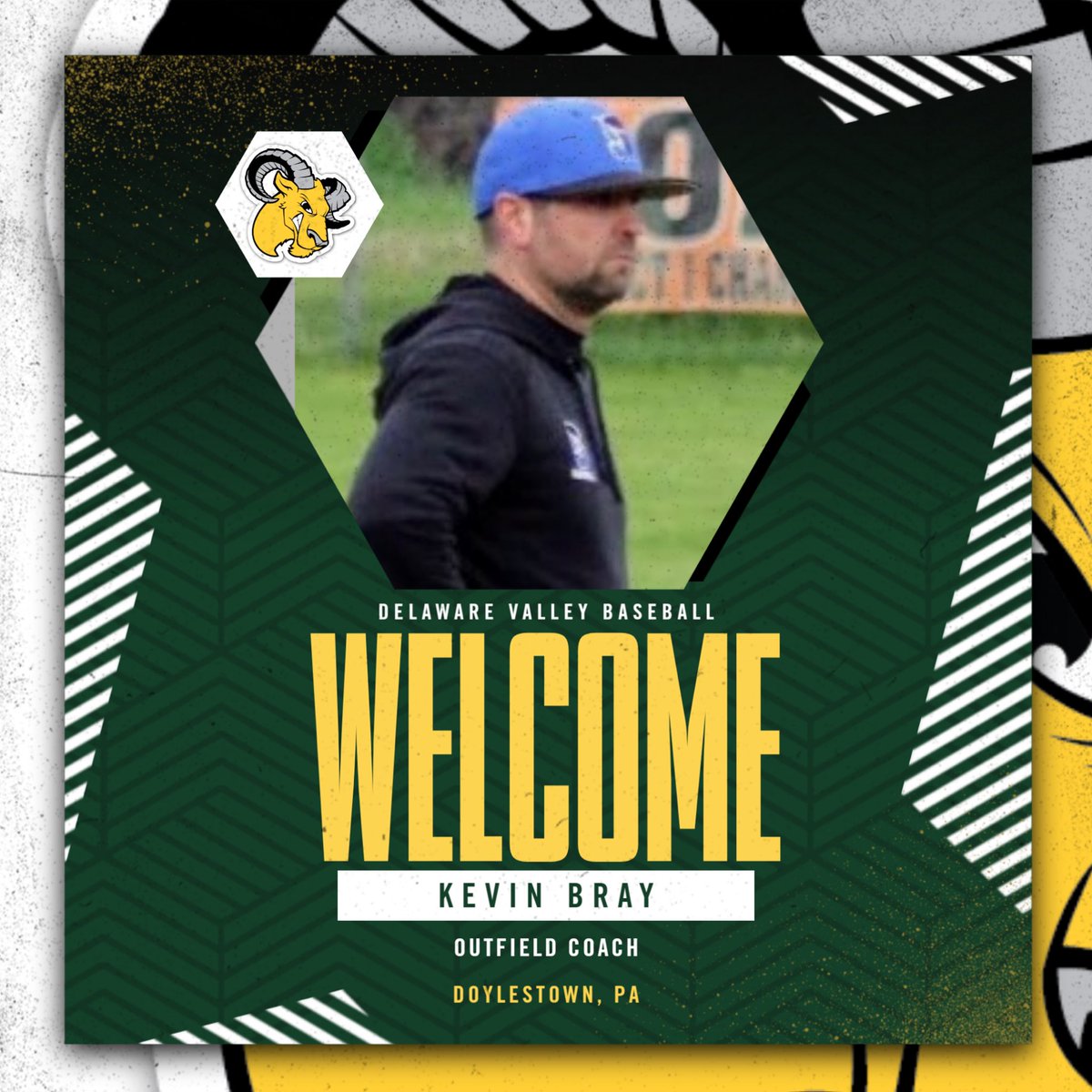 Dvu__Base's tweet photo. Let’s Meet the Staff: 

Coach Kevin Bray
🎯 Role: Outfield &amp; 1st Base Coach

Bray brings 10+ years of coaching experience to DelVal Baseball.

▪️ Head Coach at Central Bucks South
▪️ Assistant at Bucks County CC 

We’re fired up to have him on board! 💪
#AggiesBaseball #DelVal https://t.co/gOkREPbPlK