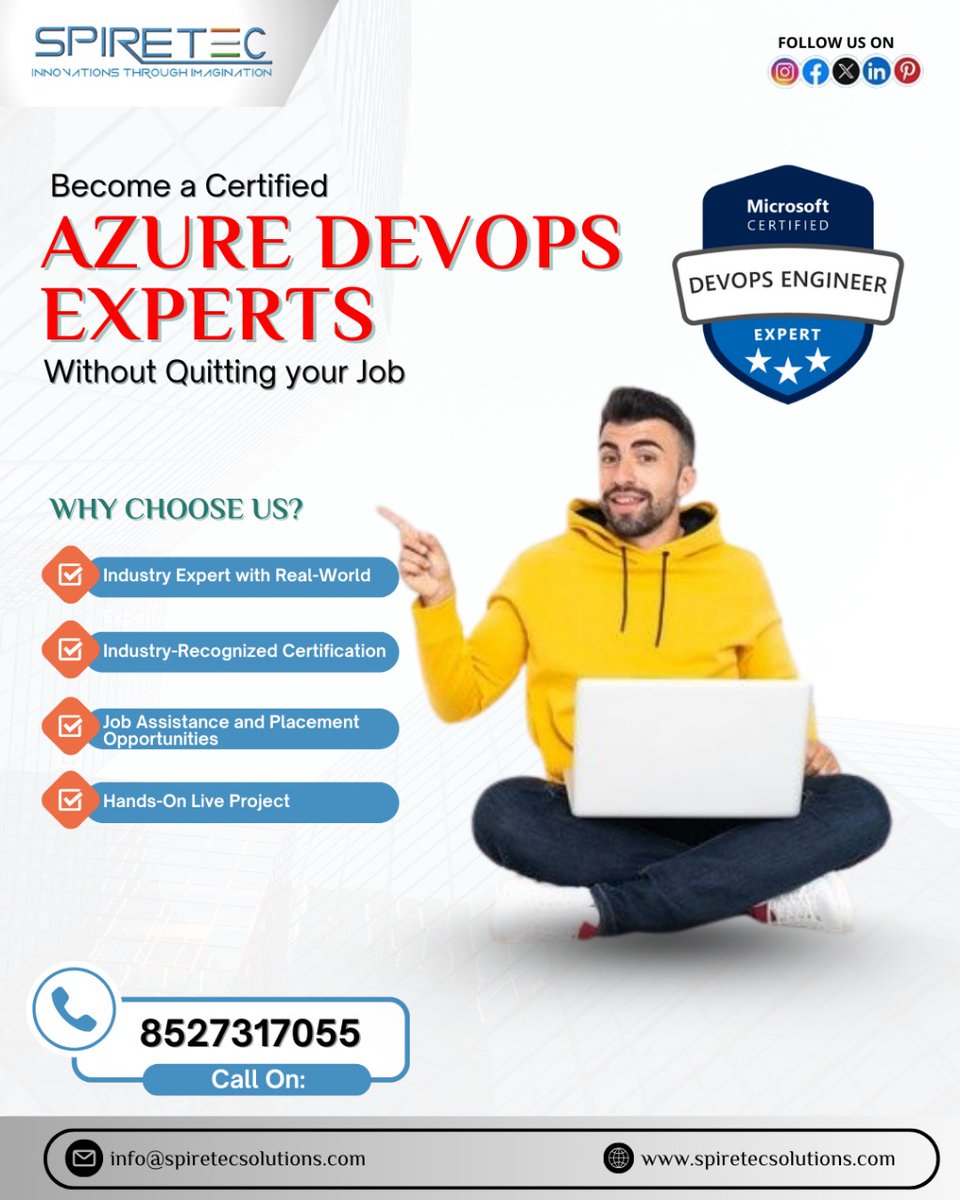 Spiretec_Train's tweet image. Take your IT career to the next level with Azure DevOps Training! Learn how to plan smarter, collaborate better, and deliver faster using CI/CD pipelines, Git, Agile tools, and cloud-powered automation. 

Enroll now!

Visit at: spiretecsolutions.com

#AzureDevOpsTraining
