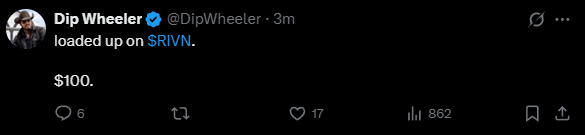 joshcki's tweet image. Rivian was a stock. Then it became a meme.

Now people are literally making the trucks their pfps. $RIVN stopped being an EV company and turned into culture.

That’s when you know it’s coin season.

what if we made a coin for this... hmm??