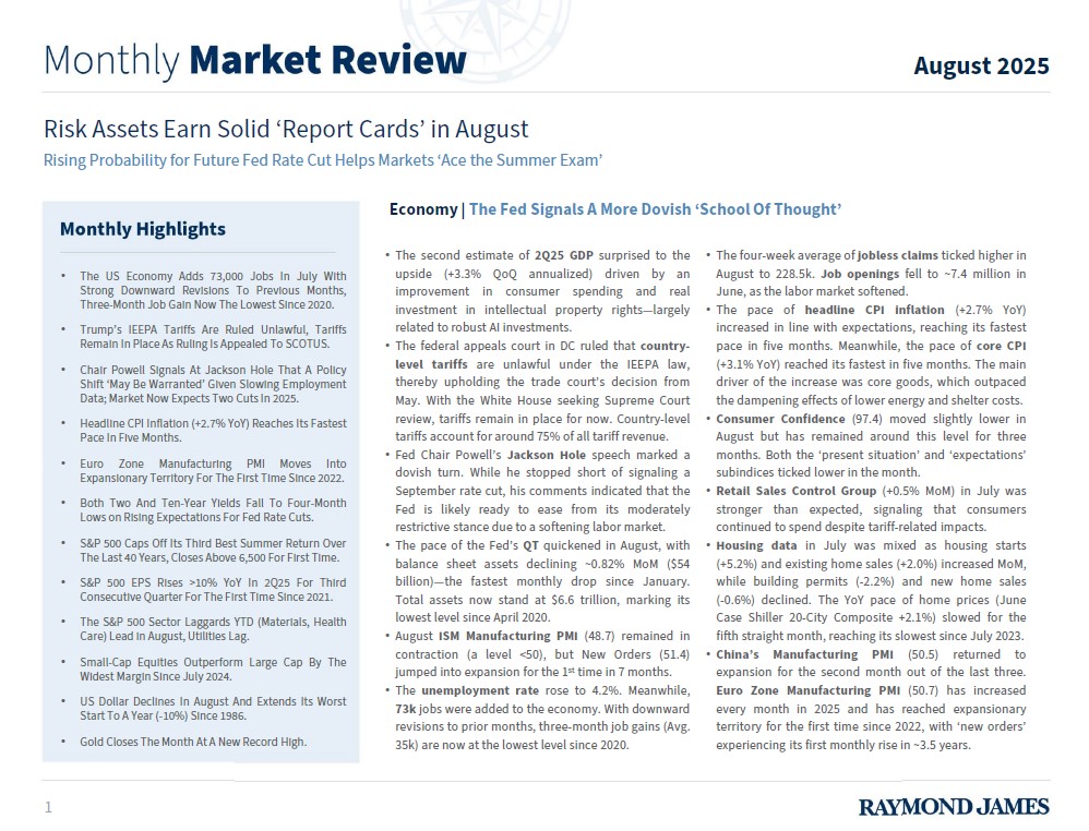 LarryAdamRJ's tweet image. Our #MonthlyMarket Review: &quot;Risk Assets Earn Solid &apos;Report Cards&apos; in August,&quot; provides a detailed recap of the performance of various #markets and #assetclasses in the month of August. tinyurl.com/MonthlyMarketR…