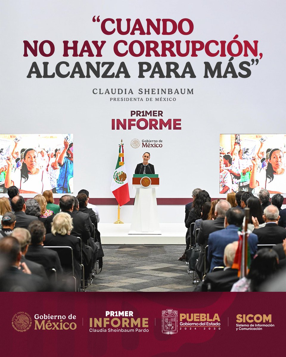 SICOM (@sicompue) on Twitter photo Durante el #Pr1merInforme, la presidenta
<a href="/Claudiashein/">Claudia Sheinbaum Pardo</a> destacó la inversión histórica en carreteras, aeropuertos, trenes y puertos, así como la recuperación de la soberanía energética y el rescate de <a href="/Pemex/">Petróleos Mexicanos</a> y @CFE como empresas de la nación.⚡🚄⛽️
¡Cuando no hay corrupción, Durante el #Pr1merInforme, la presidenta
<a href="/Claudiashein/">Claudia Sheinbaum Pardo</a> destacó la inversión histórica en carreteras, aeropuertos, trenes y puertos, así como la recuperación de la soberanía energética y el rescate de <a href="/Pemex/">Petróleos Mexicanos</a> y @CFE como empresas de la nación.⚡🚄⛽️
¡Cuando no hay corrupción,