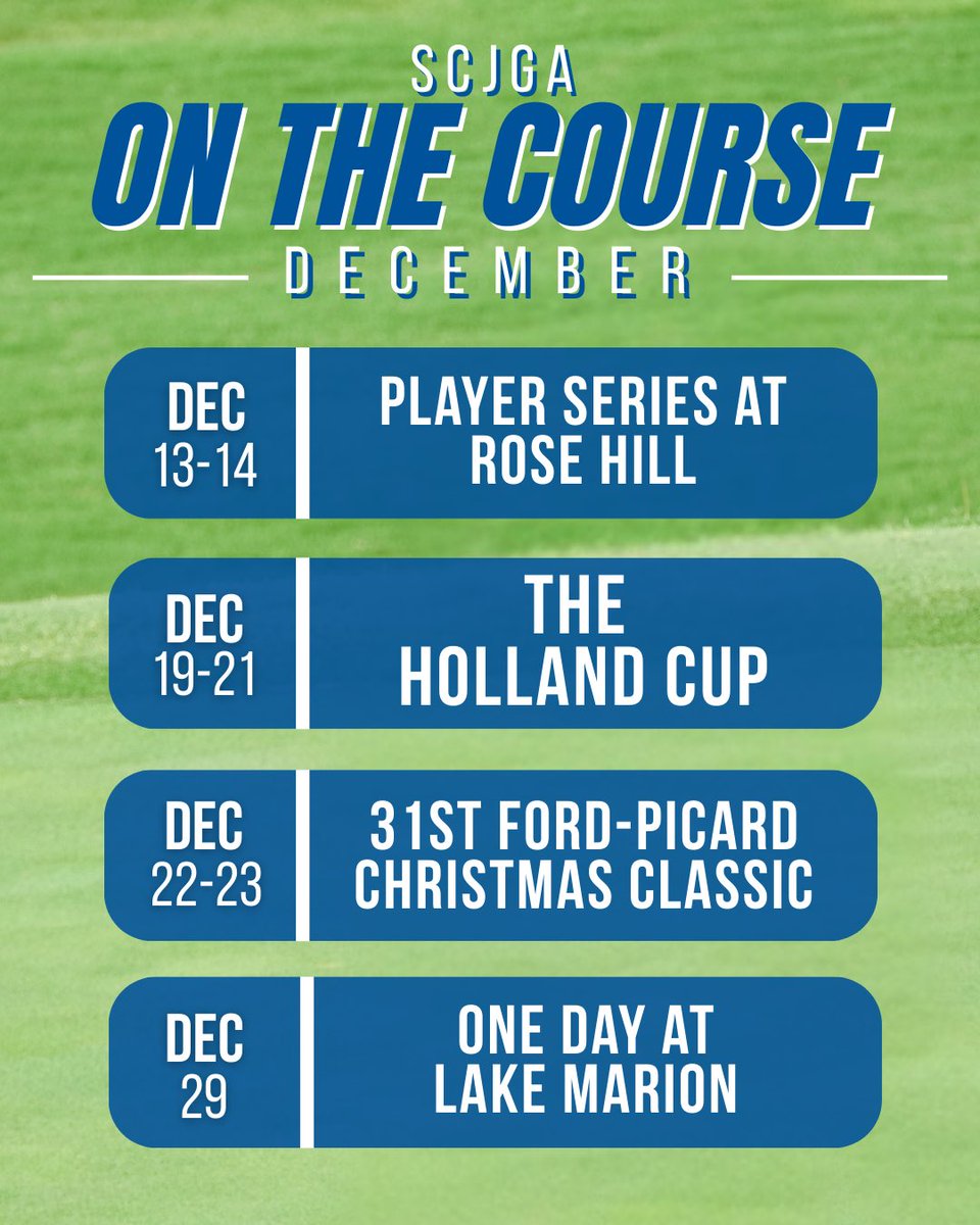 🍂⛳️ The SCJGA fall + winter calendar is here!

One-Day Events → Gain experience + earn spots into the Players Series
Players Series → Two-day tournaments to level up your game
Majors → The biggest stages in SCJGA Junior Golf

Register now at scjga.org