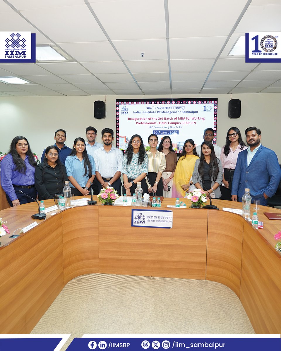 iim_sambalpur's tweet image. On 30 Aug. 2025, #IIMSambalpur inaugurated the 3rd Batch of the #MBA for #WorkingProfessionals at the ISID #Delhi Campus.

The occasion also featured a #RoundtableDiscussion on “Future Skills 4.0: Leveraging AI &amp;amp; Emerging Technologies for a Resilient and Sustainable Future”