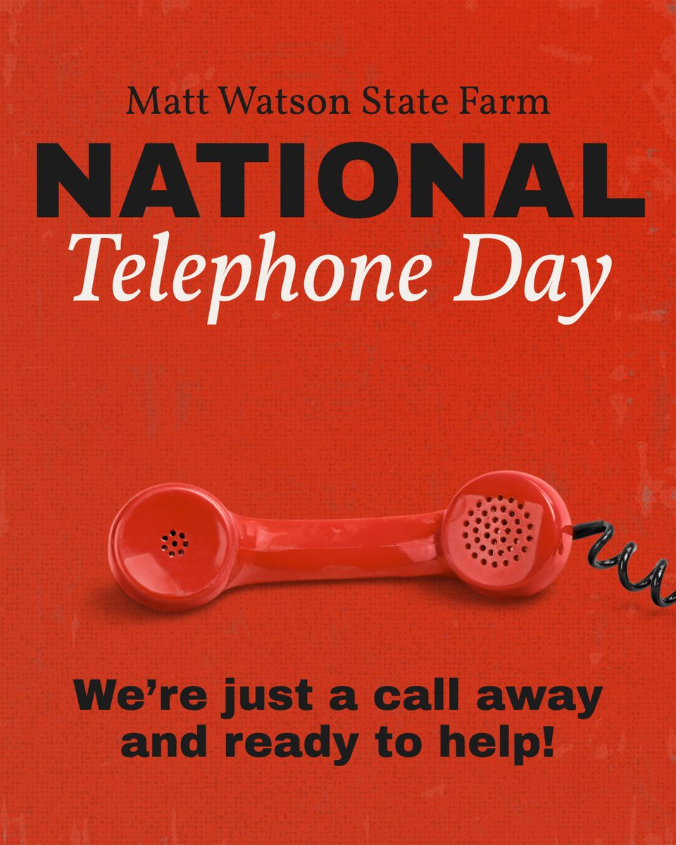MattWatsonSF's tweet image. Happy Telephone Tuesday! Got questions about your insurance? Let’s chat! I’m just a phone call away and ready to help you get the coverage you need.
 #CoverageMadeEasy 
#TelephoneTuesday
#ProtectedByMatt