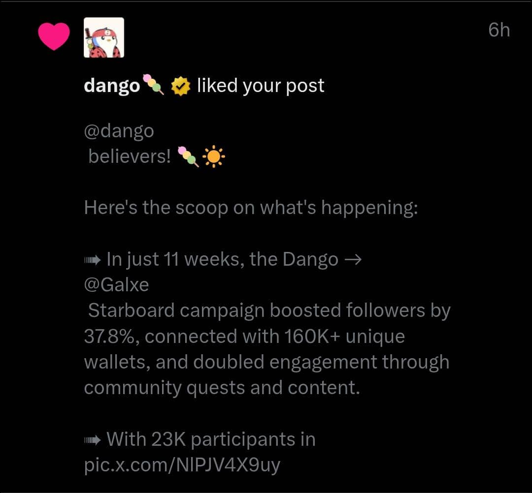 Happiboy9's tweet image. 🔥🍡 Let’s gooo! Dango love is real! 🚀
They don’t just hand out likes for nothing—your post hit right!
LFGooo gdango #galxe #dango @dang
