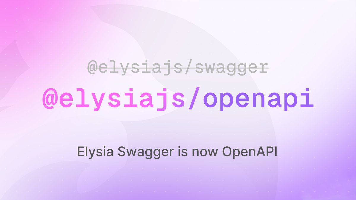 saltyAom's tweet image. Another important news
Elysia Swagger is now OpenAPI