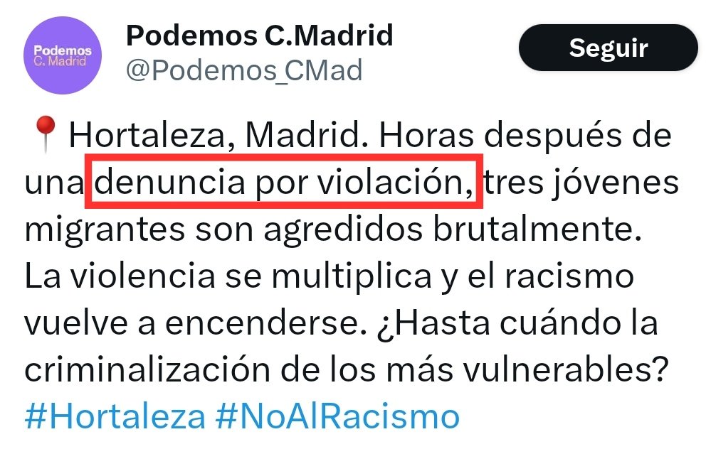CanarioToday's tweet photo. Un MENA magrebí viola a una niña de 14 años. Los vecinos se enteran por los gritos de la niña.

Podemos habla sobre una "denuncia" (aquí el hermana yo te creo no entra en juego) y critica el "racismo".

Son una lacra enfermiza. https://t.co/MQIJDOxnpc