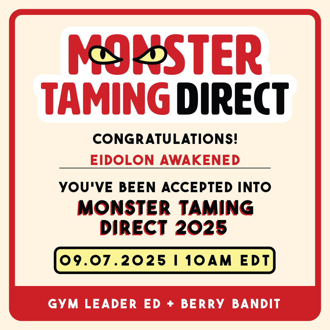PlatinumStarDev's tweet photo. Eidolon Awakened will be featured in #MonsterTamingDirect 2025, on September 7th! Don't miss out our new trailer premiere!

Big thanks to @GymLeaderEd and @realBerryBandit for hosting this event! https://t.co/02INNGw4cN