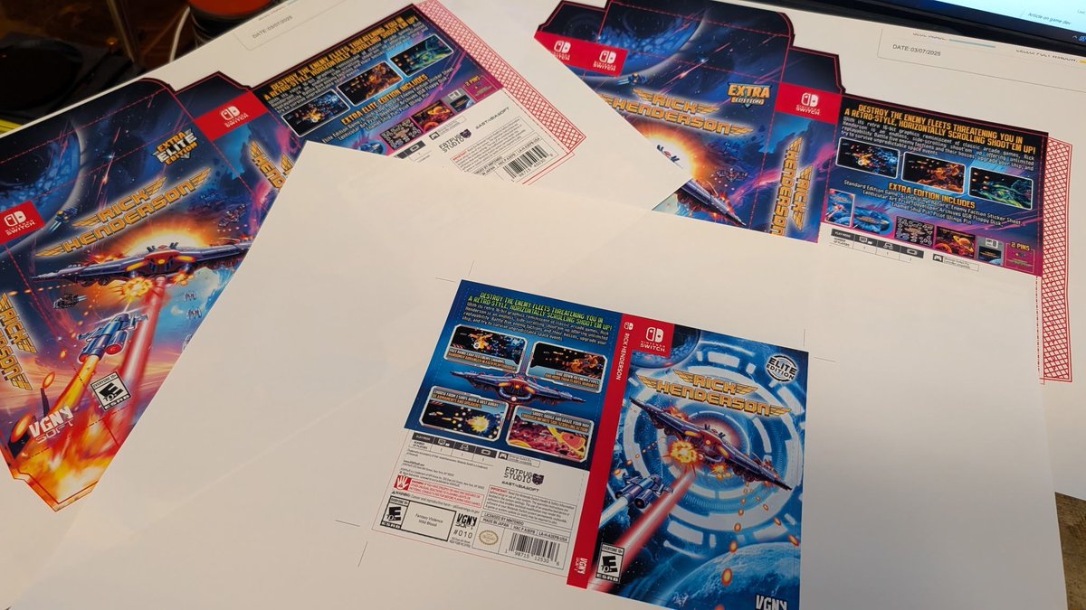 Get ready as #RickHenderson is almost here! Final cover proofs are in and gold status is right around the corner. Rick Henderson is coming soon to Switch &amp; PS5 with a variety of editions available to choose from!

#Shmup #STG #nindies #PhysicalIndieGaming <a href="/FatPugStudio/">Fat Pug Studio</a>