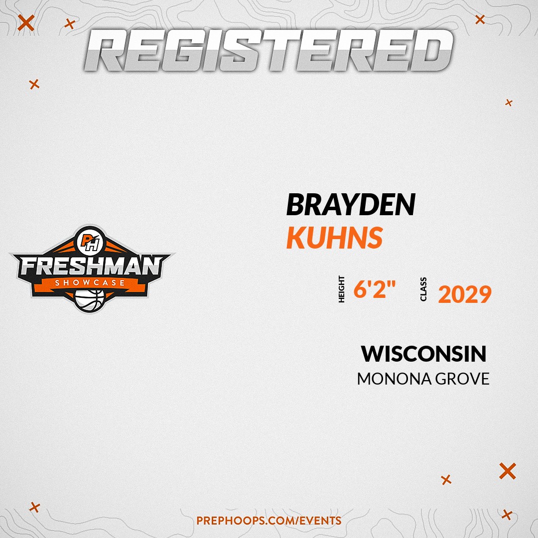 Welcome Class of 2029 Brayden Kuhns (<a href="/braydenkuhns20/">Brayden Kuhns</a>) of Monona Grove HS to the <a href="/PrepHoops_WI/">Prep Hoops Wisconsin</a> Showcase @ Community First Champion Center. 

🔥🏀 #PHFreshmanShowcaseWI 🏀🔥

Register NOW! 👇  
events.prephoops.com/e/1568/registe…