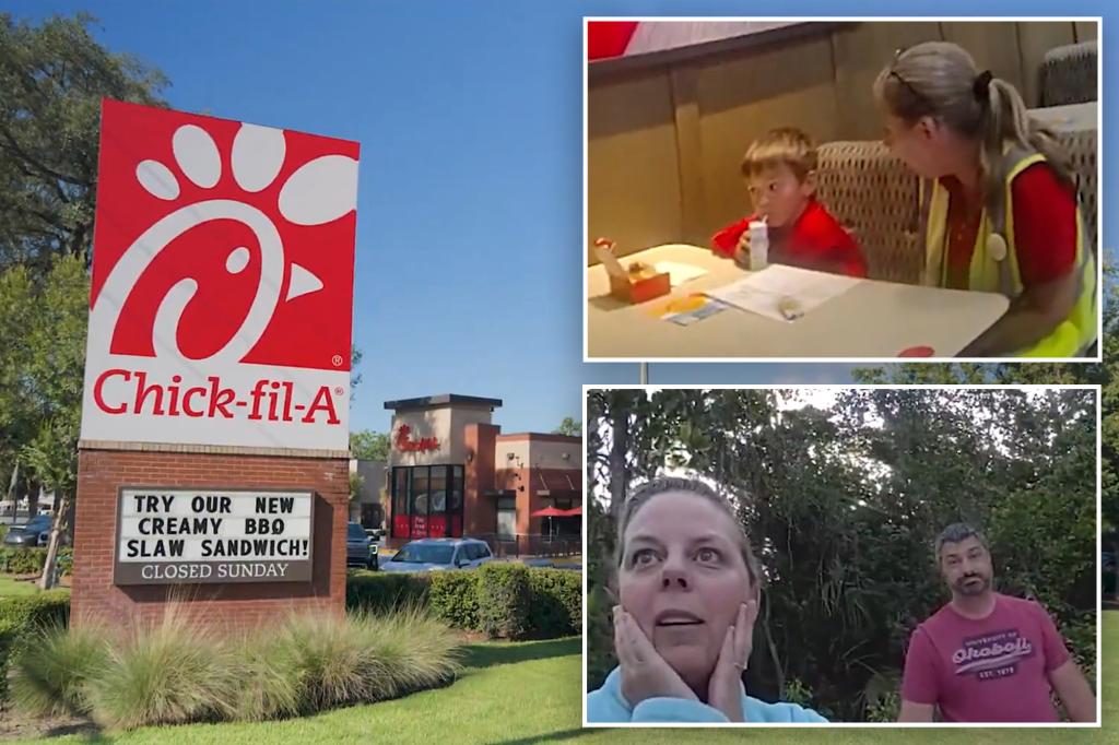 nypost's tweet photo. Hungry 5-year-old worries he’s going to jail after sneaking out to Chik-fil-A in adorable cop ‘interrogation’ https://t.co/vRZd28OTTJ https://t.co/28D7Jk5WU3