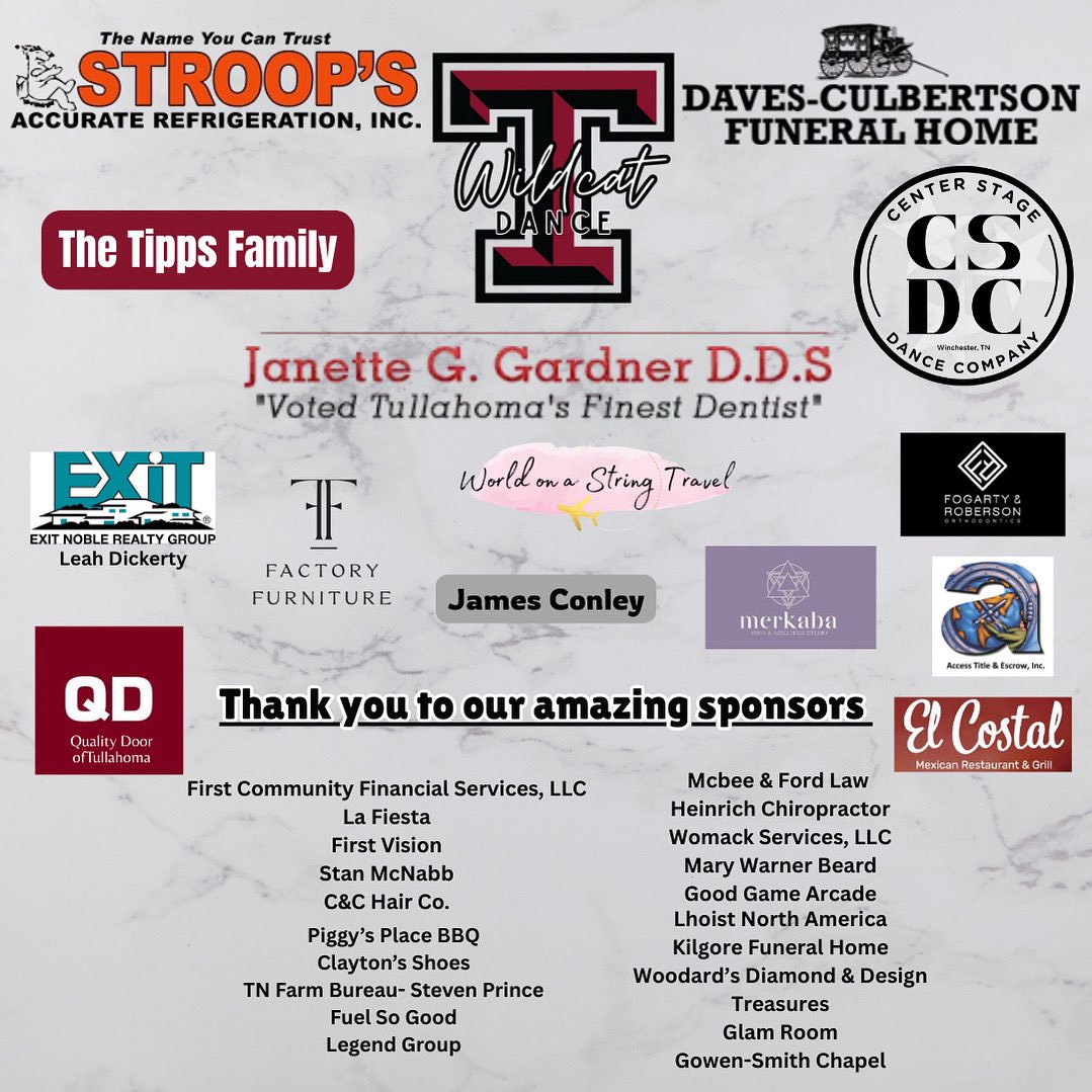 A huge THANK YOU to our amazing sponsors! 🖤🤍✨
Your support helps us reach new goals and continue pursuing our love for dance. Every leap, turn, sparkle and smile is made possible because of your generosity. We appreciate you!! 🖤🐾
#community #ttowndoesitbest #sponsors