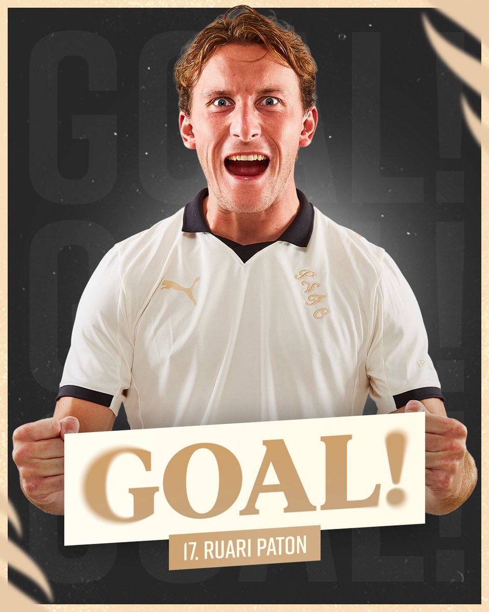 24' Ruari gets off the mark!

Paton gets on the end of a lovely through ball, races clear of the defence and slides under Ombang to bring the Valiants level!

#PVFCLive | 1-1