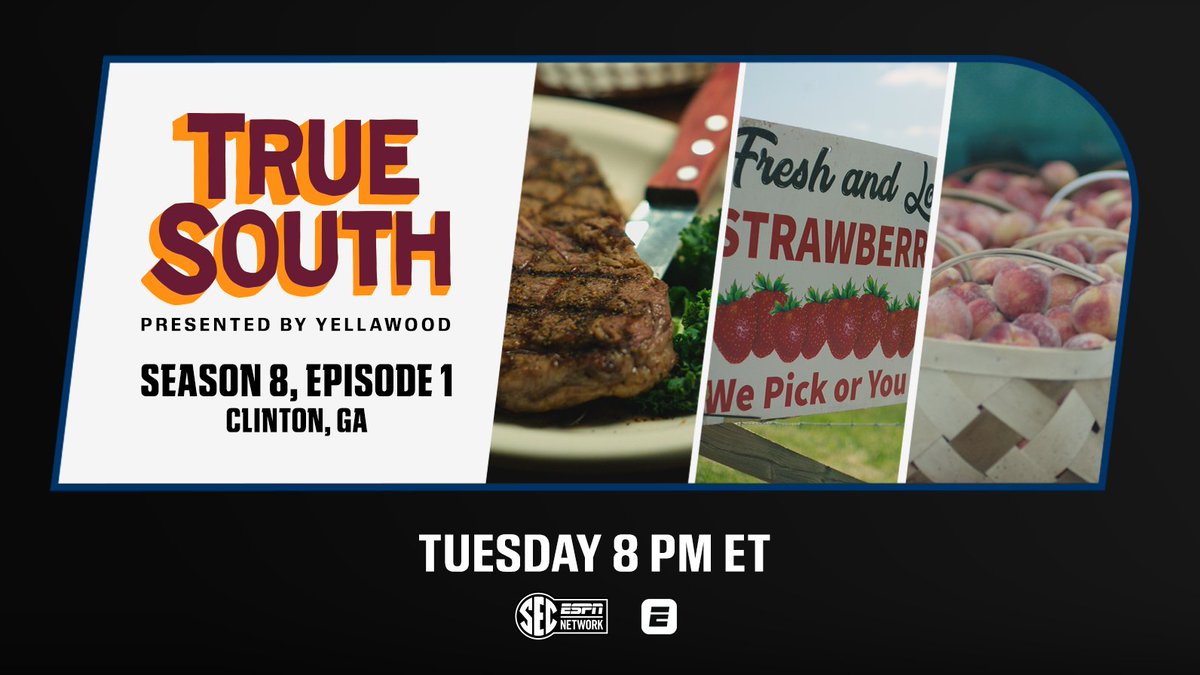 🚨 Season 8 of #TrueSouth debuts tonight. Always a great watch! Look forward to seeing what <a href="/johntedge/">John T Edge</a>, Wright Thompson and <a href="/Bluefoot_tv/">Bluefoot Entertainment</a> have cookin'.

📍Clinton, GA | <a href="/SECNetwork/">SEC Network</a> - 8p ET

Via <a href="/callahankatie1/">Katie Callahan</a>: bit.ly/427pEbS