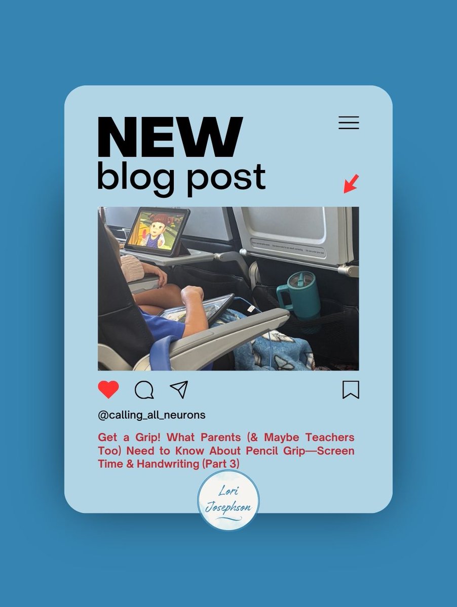 ✏️How does screen time affect handwriting? From preschoolers on tablets to older kids with Chromebooks, screens are reshaping motor skills, stamina &amp; learning. My latest blog explores the research + real-life impacts.

👉 lorijosephson.com/2025/08/

#HandwritingMatters #ScreenTime