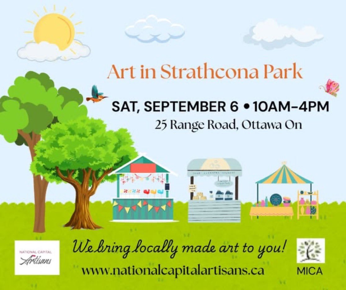 MICAONTARIO's tweet photo. Join us on Sat, September 6 at Art in Strathcona Park sponsored by the National Capital Artisans (NCA) &amp; the Mental Illness Caregivers Association (MICA). It is one of the most enjoyable fresh-air events featuring many talented artists and artisans selling &amp; displaying their art https://t.co/4xljbfK5Ep
