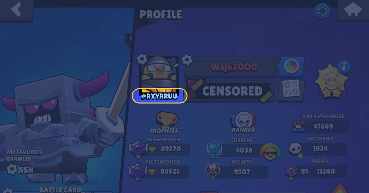 💡 You can search your profile from the Home page or the navigation bar by entering your account tag.

Your account tag is available in your Brawl Stars profile.