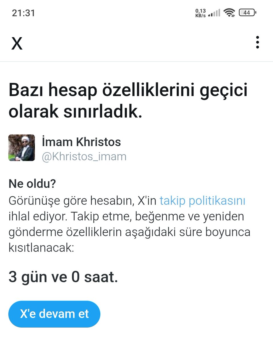 Arkadaşlar kısitlama aldım takip etme beğeni atma paylaşım rt yapma yasak. 
Destek olur musunuz dolaşımda olayım uçmasın hesap 🙏