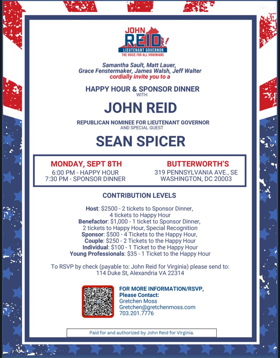 ReidRevolution's tweet image. So excited to have former White House Press Secretary @seanspicer as the headliner for my DC fundraiser next week! 

Almost sold out already so donate for tickets ASAP and I’ll see you soon!
