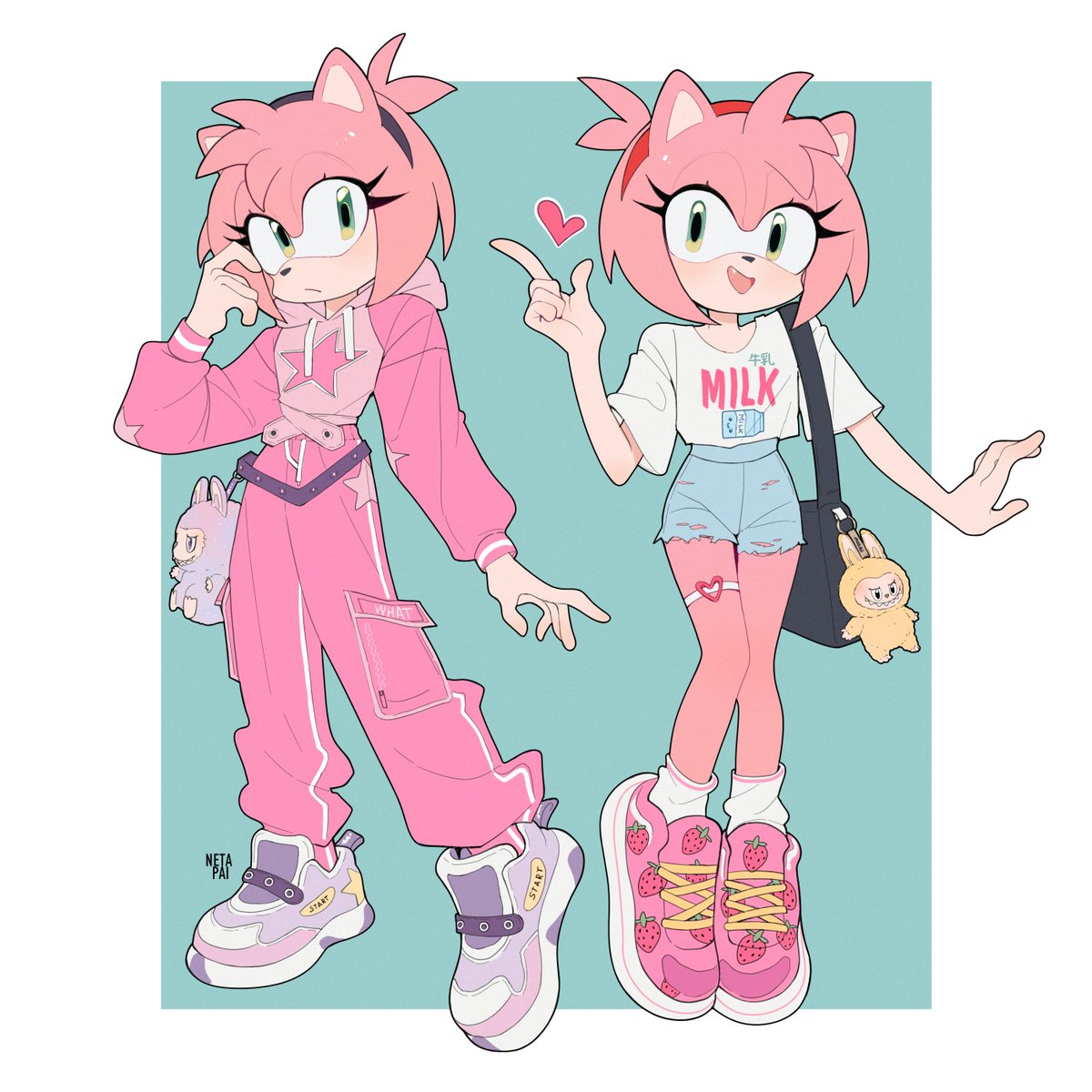 NETAPAI1's tweet image. Amy and Labubu✨

 #amyrose #sonic #SonicTheHedgehog
