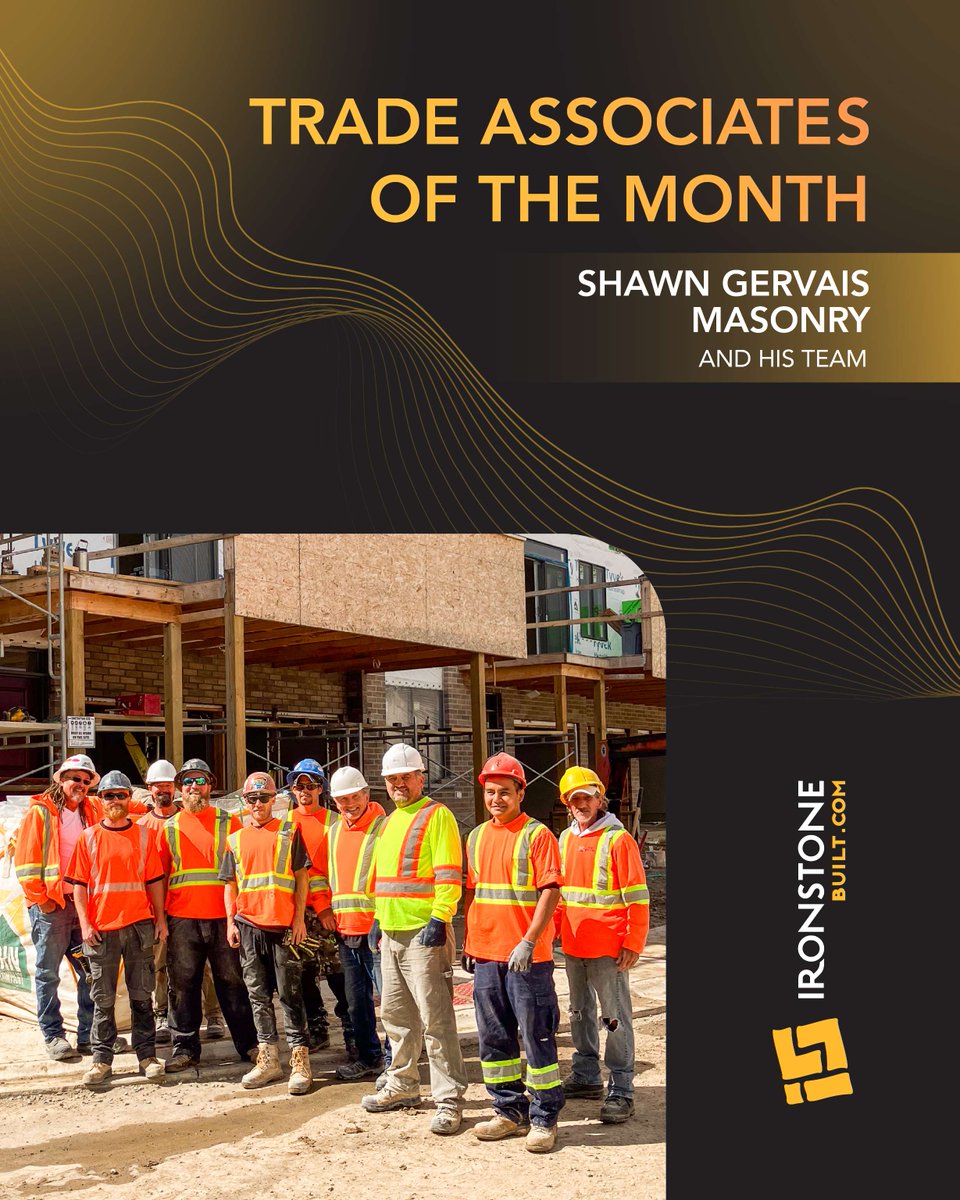Trade Associates of the Month Spotlight: Shawn Gervais Masonry and his team.
 
Shawn and his team deliver consistent quality, reliability and adherence to safety. 

We appreciate Shawn and his team, as well as the dedication and high standards they bring to our Asher project.