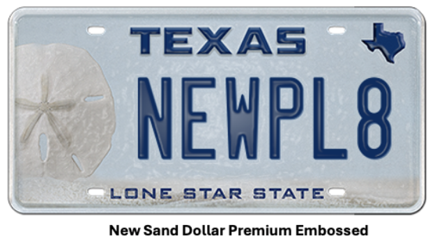myplates's tweet photo. Love the Texas Gulf Coast? Feels of surf, beaches and ocean breezes await with our brand new Sand Dollar plate available for purchase now at https://t.co/TopcojET0P! This beautiful new design can be ordered in Embossed or Flat versions. #SandDollar #TexasGulfCoast #MyPlates https://t.co/ArlBmtVsZ1