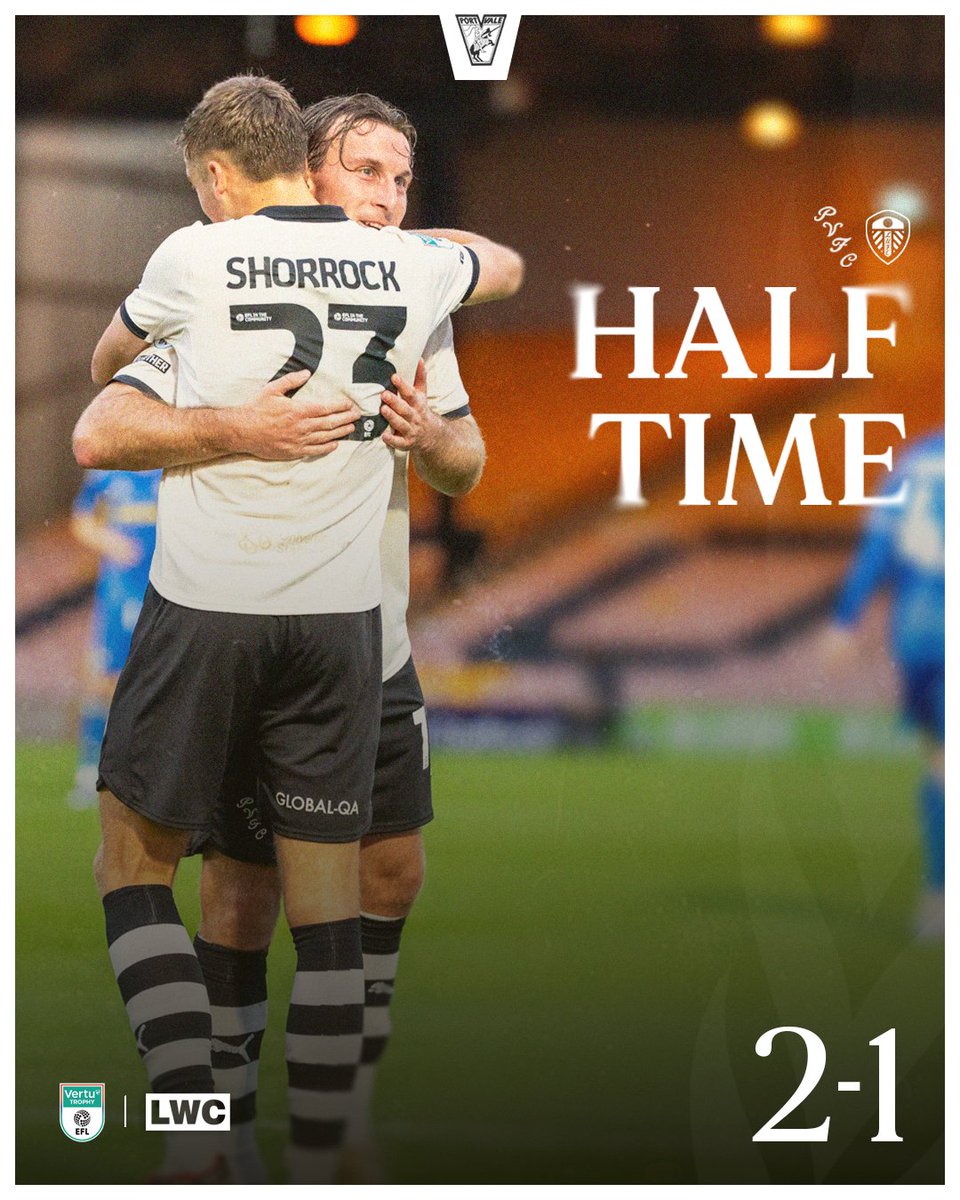 HALF TIME

Goals from Paton and Shorrock have the Valiants ahead at the break ⏸️

#PVFCLive | 2-1