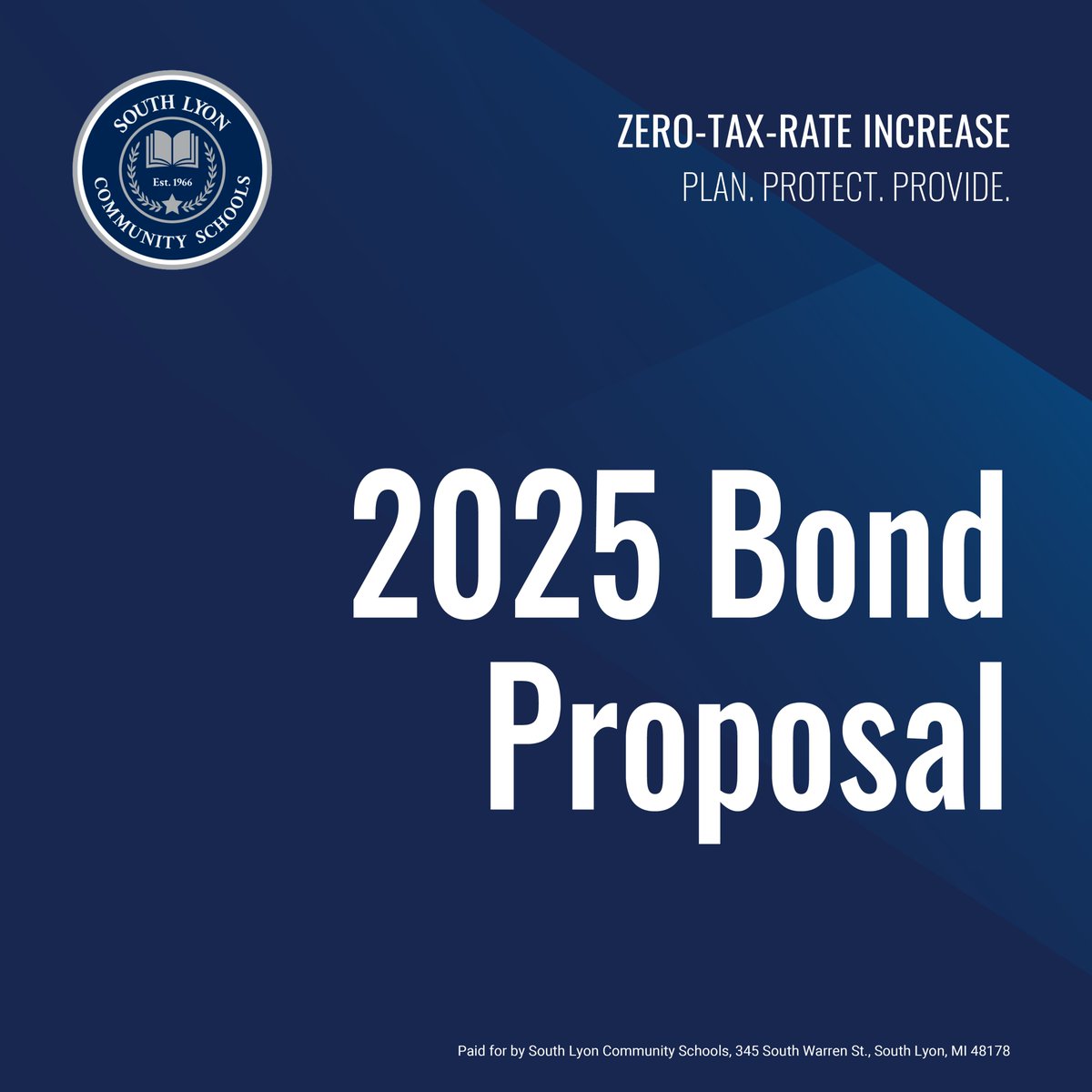South Lyon Community Schools is committed to providing
students with safe, modern, and future-ready learning
environments. To support this mission, the Board of
Education is asking voters to consider a $350 million bond
that emphasizes safety, infrastructure, and equipping