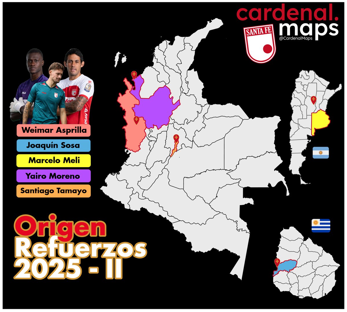 📍Origen Refuerzos 2025 - II 📍

🇨🇴🇺🇾🇦🇷