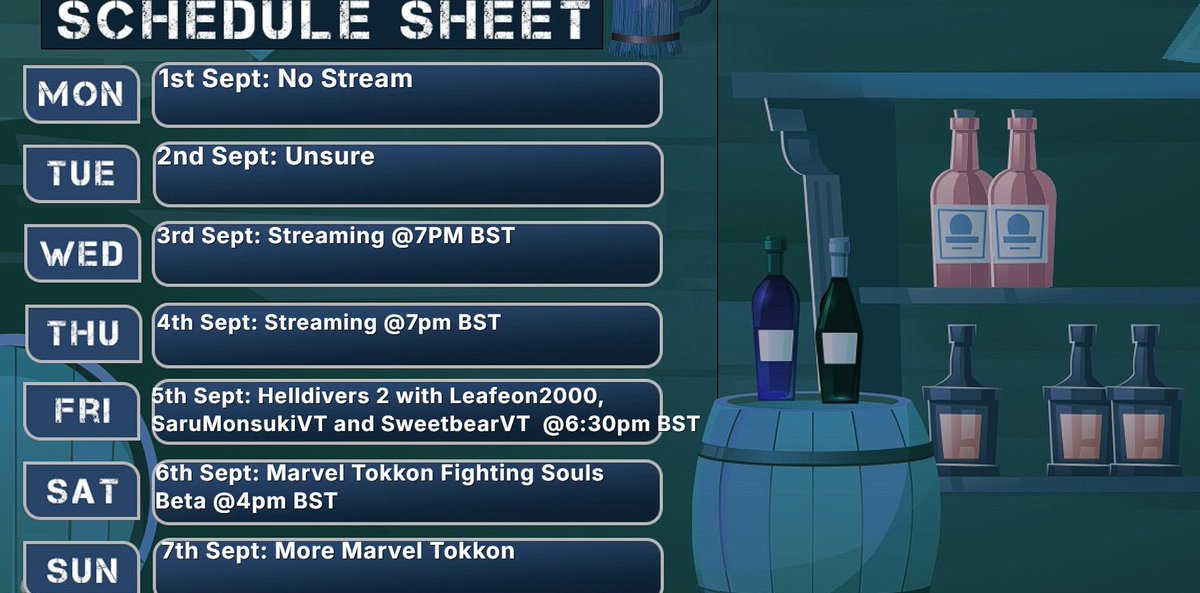 Fox Greywolf (@fox_greywolf) on Twitter photo Sorry kinda slept a but due to the traveling but I am back and here's the streams
This week we've got some special streams, mainly an amazing collab with <a href="/Saru_Monsuki/">Saru Monsuki - Blue Fox Gamer 🎮 🇬🇧</a> , <a href="/SweetbearVT/">Sweetbear VT🖤🐻💚</a> and <a href="/Leafeon2000dk/">Leafeon2000</a> as well as Marvel Tokkon beta on the weekend!!
<a href="/TeamSquishy_/">Squishy. ♡ | kawaii group</a> Sorry kinda slept a but due to the traveling but I am back and here's the streams
This week we've got some special streams, mainly an amazing collab with <a href="/Saru_Monsuki/">Saru Monsuki - Blue Fox Gamer 🎮 🇬🇧</a> , <a href="/SweetbearVT/">Sweetbear VT🖤🐻💚</a> and <a href="/Leafeon2000dk/">Leafeon2000</a> as well as Marvel Tokkon beta on the weekend!!
<a href="/TeamSquishy_/">Squishy. ♡ | kawaii group</a>