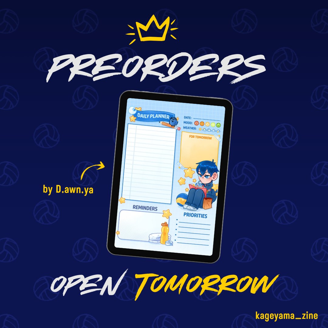 kageyama_zine's tweet photo. 💙 PREORDERS TOMORROW 💙

Set your alarms! Our preorders for Relentless: Kageyama Zine open TOMORROW, September 3, at 10am PST! Be here right away because we have a very special item for our early bird customers! ‼️ https://t.co/Ofw46PZ7h3