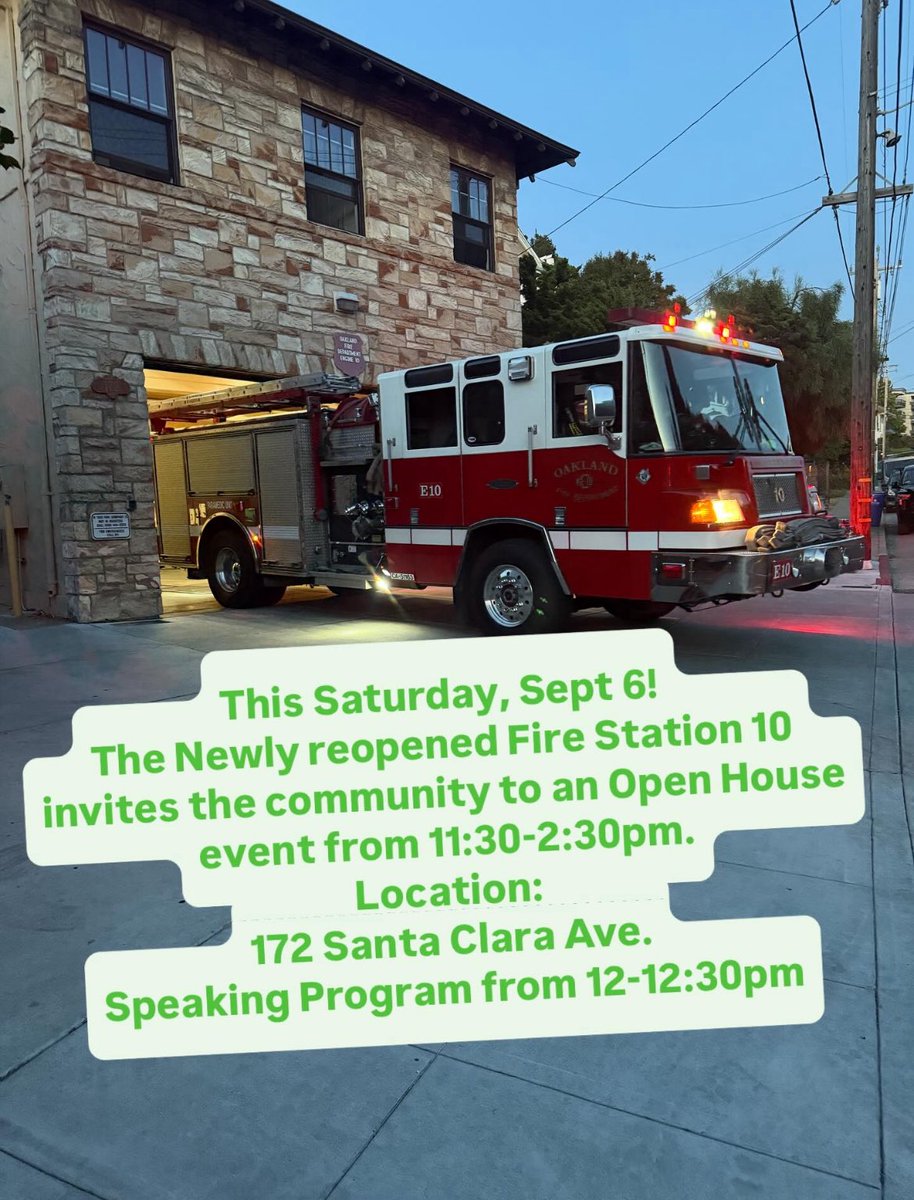 Saturday, Sept 6, join us for a community open house event at the newly reopened Station 10, located at 172 Santa Clara Ave.
