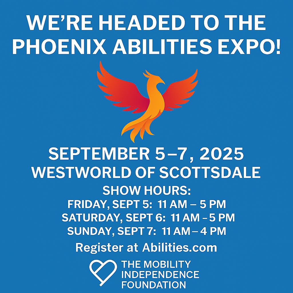 TheMIFinc's tweet image. We’re headed to the Phoenix Abilities Expo! 📅 Sept 5–7 @ WestWorld of Scottsdale. See The Explorer &amp;amp; The Endurance prototypes in action! FREE admission. #AbilitiesExpo #MobilityIndependence #AccessibilityMatters