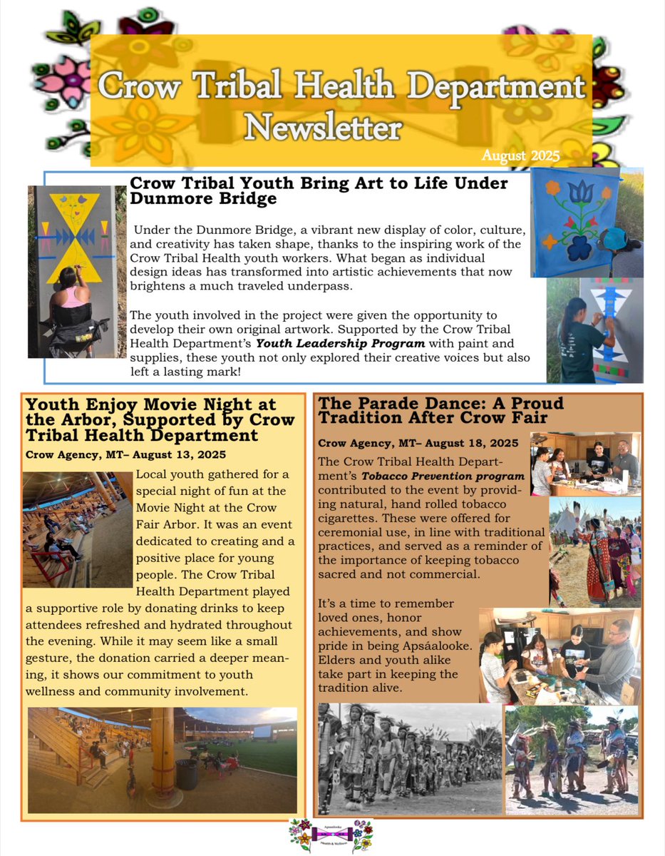 CrowTribe1's tweet photo. Crow Tribal Health Department August Newsletter 2025. https://t.co/TPL6GjBKYi