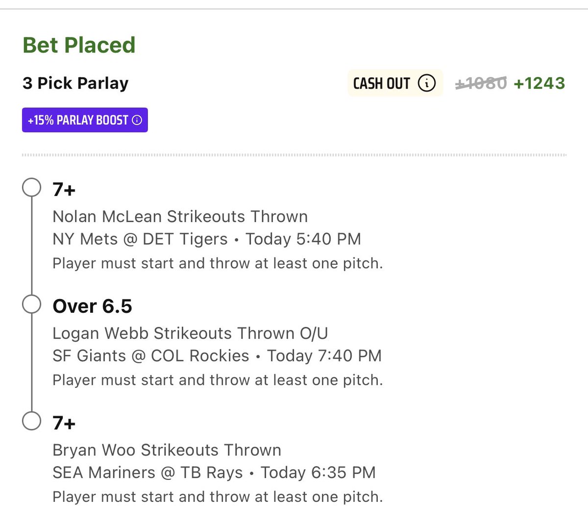 Back to the Diamond today— let’s strike with a lucky 7s K lay ☃️⚾️

Good matchups, show us the ace stuff boys

Show some ❤️ if tailing