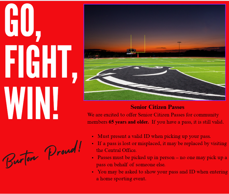 Senior Passes are available for community members 65 years and older.  Please come by Burton Central Office to pick up your pass.
#FN5GL #Sweepstakes <a href="/TMobile/">T-Mobile</a> @BurtonISD @BurtonISDTX