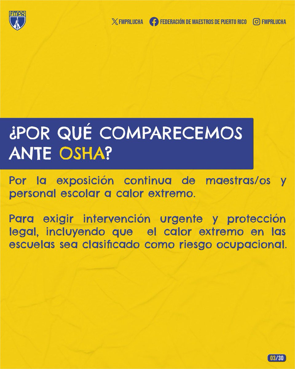 FMPRLucha's tweet photo. 🔥 Ola de calor histórica en Puerto Rico: +28 días sobre 100°F entre mayo y junio. Escuelas sin aire, sin fuentes y con protocolos mal aplicados. Crisis educativa.
#EducaciónPR #𝐃𝐞𝐟𝐢𝐞𝐧𝐝𝐞𝐋𝐚𝐄𝐬𝐜𝐮𝐞𝐥𝐚𝐏ú𝐛𝐥𝐢𝐜𝐚 #FMPR https://t.co/lPLoyWTd57