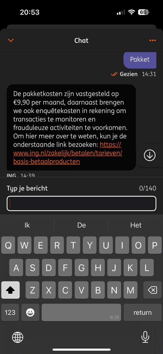 Niet normaal. De <a href="/ingnl/">ING Nederland</a> stelt dat ze een  bank zijn voor stichtingen maar het is toch absurd dat ze 25 euro in rekening brengen per maand voor wat?  8,50 voor nutteloos “klant onderzoek” waar de klant niets van merkt.  Is dit bedrog?  #dtv gezocht:  faire bank voor stichtingen!