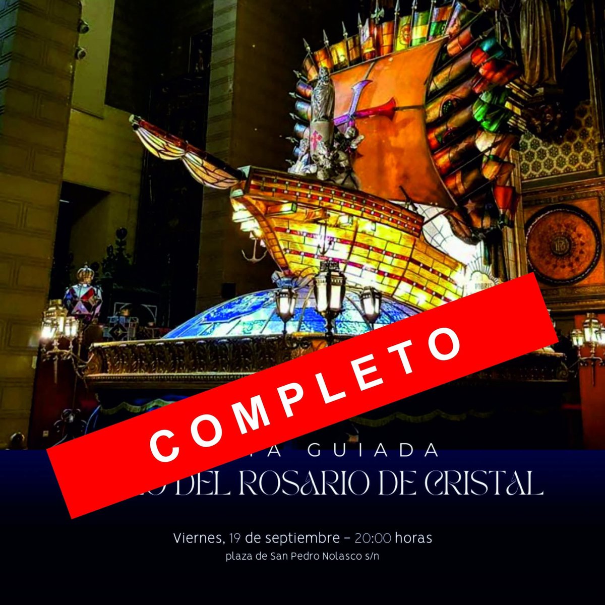 🔴 Se han cubierto todas las plazas para la visita guiada al museo del Rosario de Cristal, aquellos que no habéis podido conseguir plaza, intentaremos gestionar una nueva visita.
¡Muchas gracias por vuestra gran respuesta! 🖤🖤

#DolorosaZgz #VisitaCultural #RosarioCristal