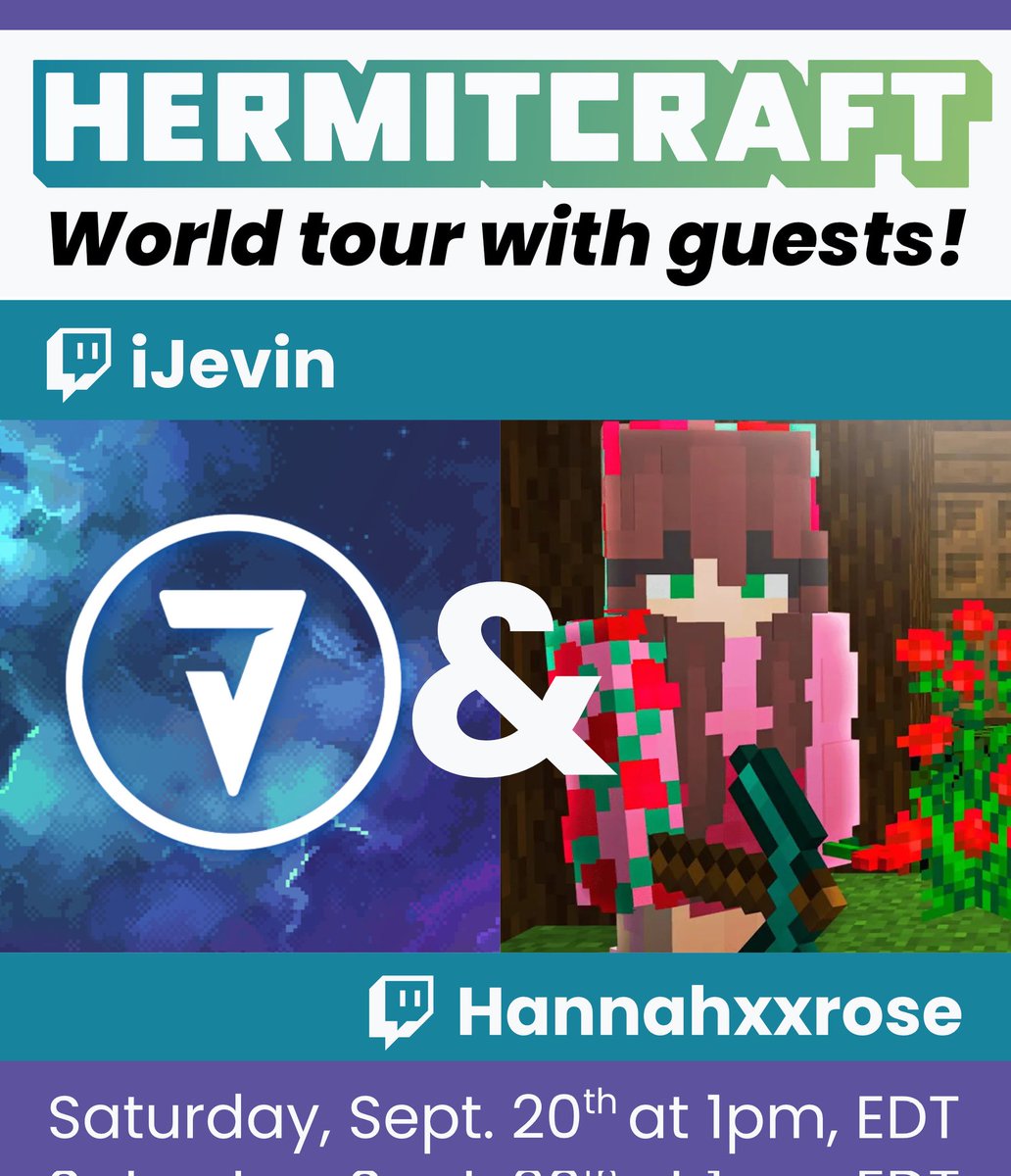 iJevin (@ijevin) on Twitter photo My guest for Hermitcraft with Guests is <a href="/hannahxxrose/">hannah rose ๐น</a>! My guest for Hermitcraft with Guests is <a href="/hannahxxrose/">hannah rose ๐น</a>!