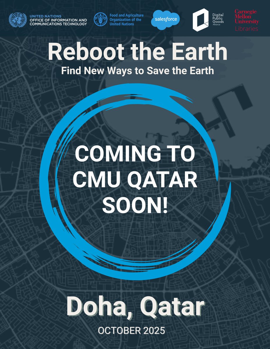 🌍 Big news: Reboot the Earth is heading to Doha, Qatar!

This year, we’re spotlighting the impact of #AI in Agriculture, where innovation meets sustainability.

Dates will be revealed soon… stay tuned for more! 
<a href="/FAOeagriculture/">FAO e-Agriculture</a> <a href="/FAO/">Food and Agriculture Organization</a> <a href="/DPGAlliance/">Digital Public Goods Alliance</a> <a href="/salesforce/">Salesforce</a> <a href="/CarnegieMellon/">Carnegie Mellon University</a>