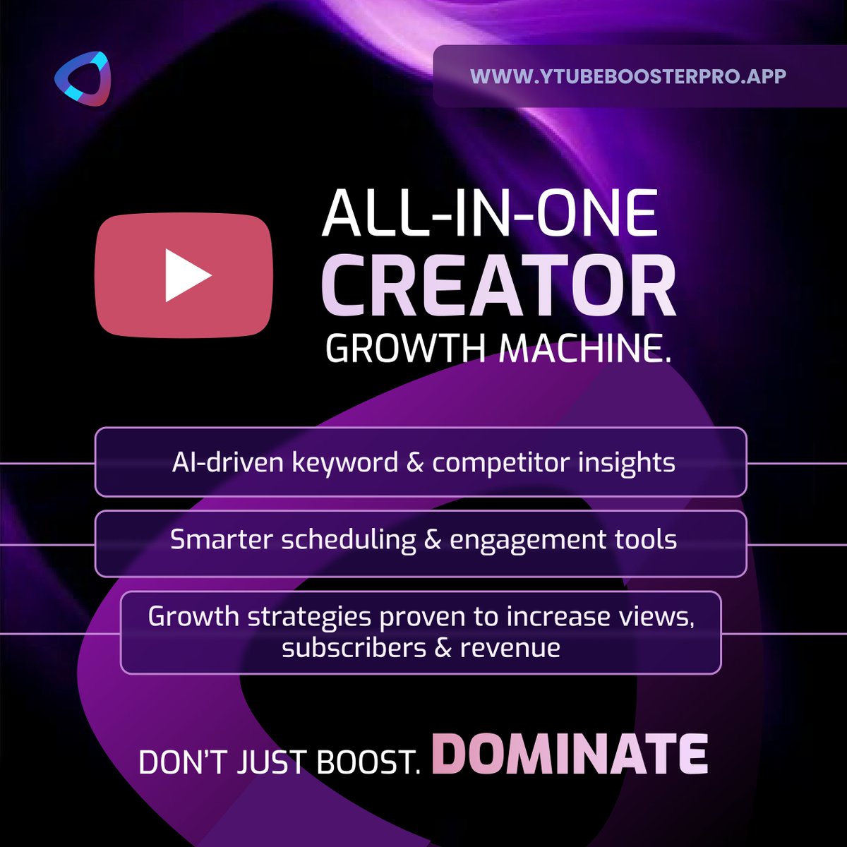 LightWaight's tweet image. YTubeBooster PRO combines all essential YouTube tools in one powerful platform-from AI content creation to SEO optimization, analytics, and growth tracking. Save time &amp;amp; reduce costs, Free trial bit.ly/YTubeBoosterPro  #YTubeBoosterPro #CreatorInsights #YouTubeTools #YouTubeSEO