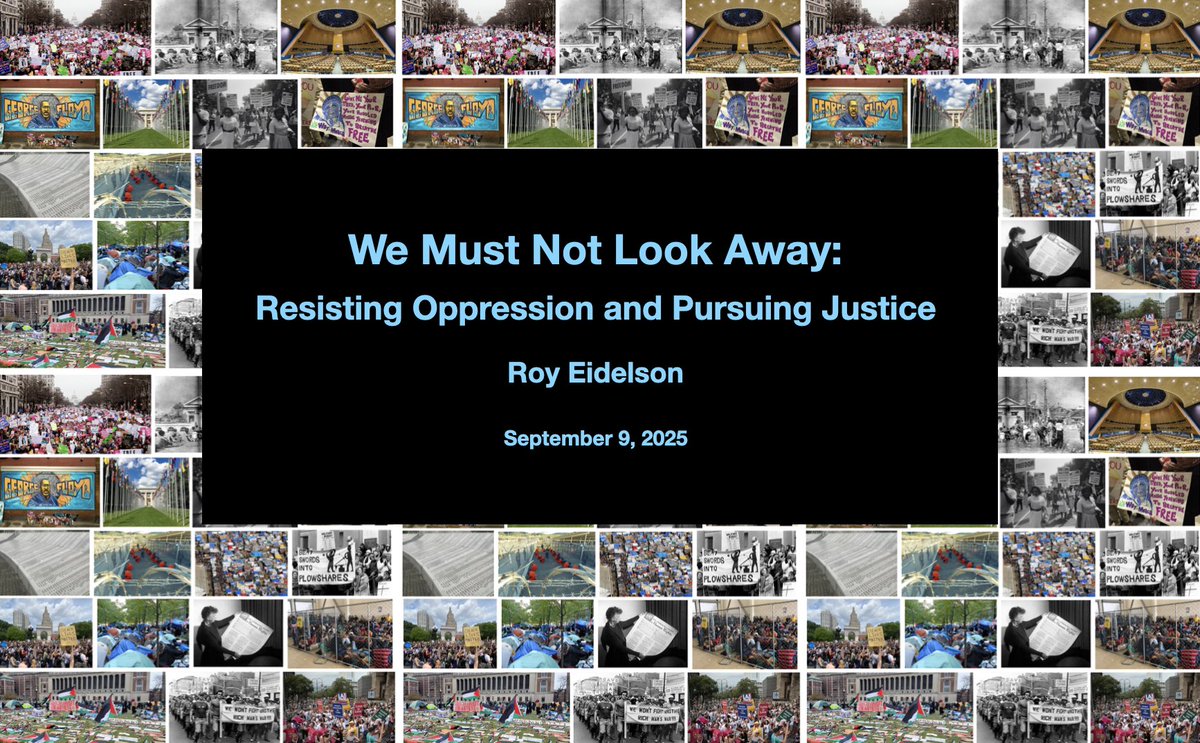 royeidelson's tweet photo. NEXT TUESDAY at NOON EDT

A free webinar sponsored by the Society for the Study of Peace, Conflict, and Violence:

“We Must Not Look Away: Resisting Oppression and Pursuing Justice”

Our presenter will be Society president Roy Eidelson

Zoom Registration: https://t.co/D83iT09mzR https://t.co/I9JPyvDz5b