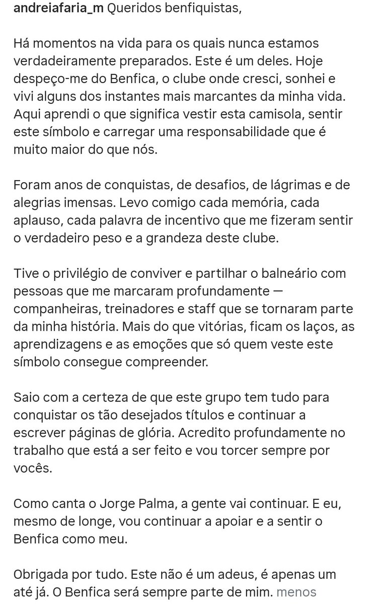A mensagem da Andreia Faria para os Benfiquistas ♥️