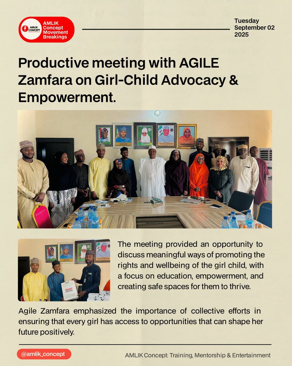 Productive Meeting with AGILE Zamfara on Girl-Child Advocacy and Empowerment.The meeting provided an opportunity to discuss meaningful ways of promoting the rights and wellbeing of the girl child, with a focus on education, empowerment, and creating safe spaces for them to thrive