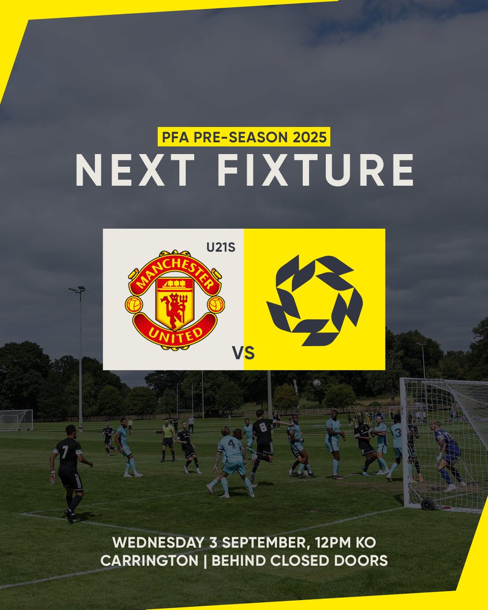 Our final game of PFA pre-season 2025. ❤️

A PFA squad of free agents will make the trip to Carrington tomorrow to take on Manchester United's u21s. 

⏰ 12pm 
📺 Live on our X and Youtube.